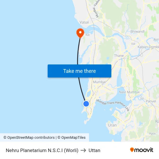Nehru Planetarium N.S.C.I (Worli) to Uttan map