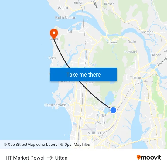 IIT Market Powai to Uttan map