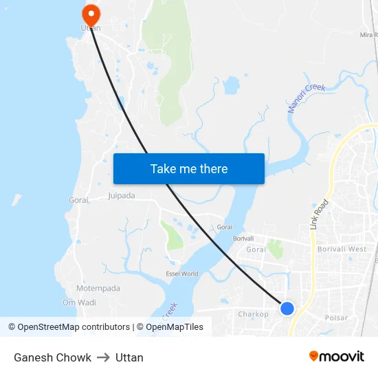 Ganesh Chowk to Uttan map