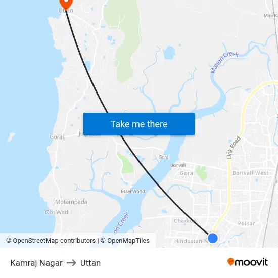 Kamraj Nagar to Uttan map