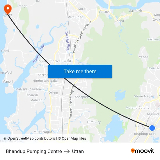 Bhandup Pumping Centre to Uttan map