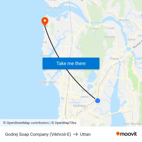 Godrej Soap Company (Vikhroli-E) to Uttan map