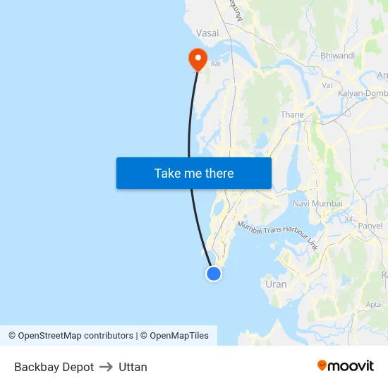 Backbay Depot to Uttan map