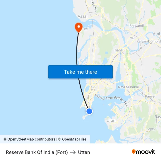 Reserve Bank Of India (Fort) to Uttan map