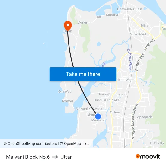 Malvani Block No.6 to Uttan map
