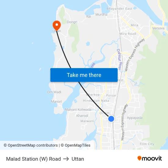 Malad Station (W) Road to Uttan map