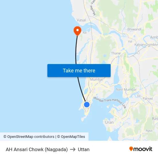 AH Ansari Chowk (Nagpada) to Uttan map