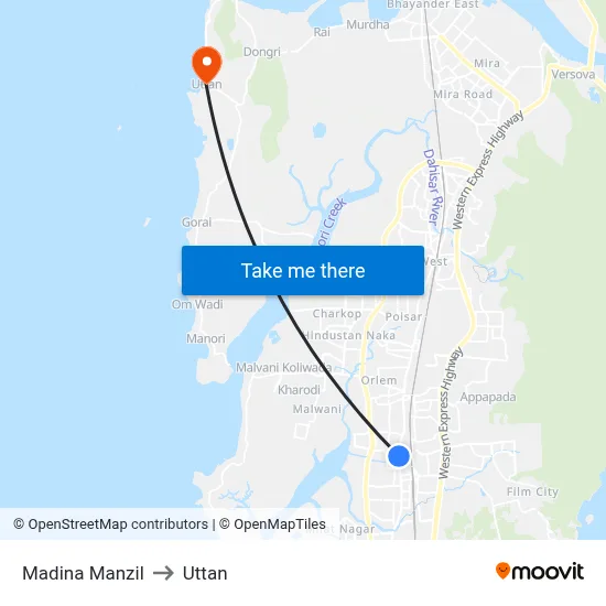 Madina Manzil to Uttan map
