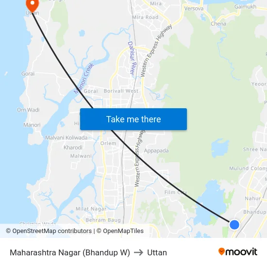 Maharashtra Nagar (Bhandup W) to Uttan map