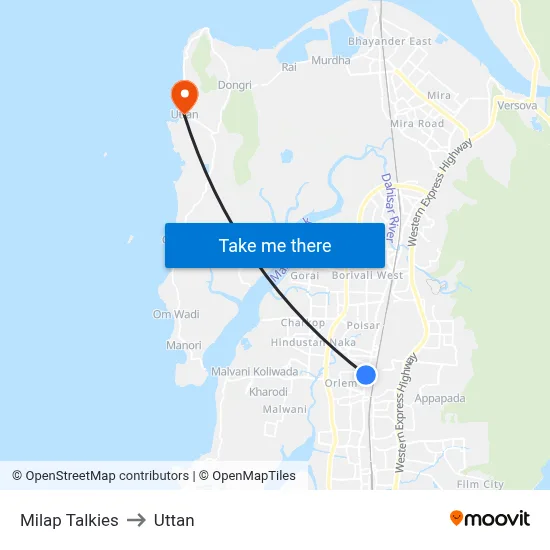 Milap Talkies to Uttan map