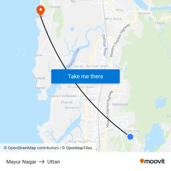 Mayur Nagar to Uttan map