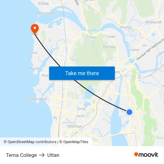 Terna College to Uttan map