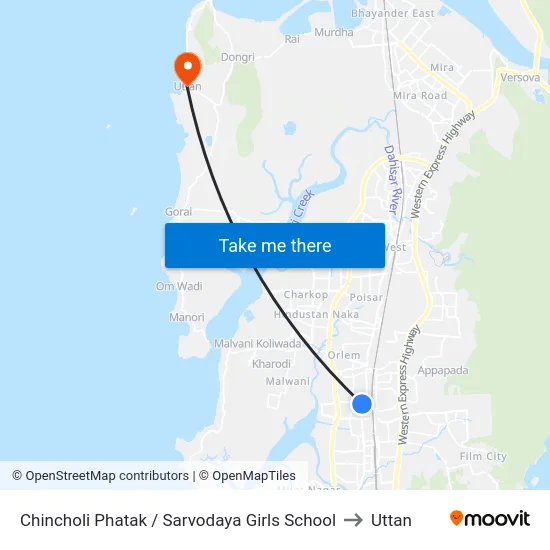 Chincholi Phatak / Sarvodaya Girls School to Uttan map