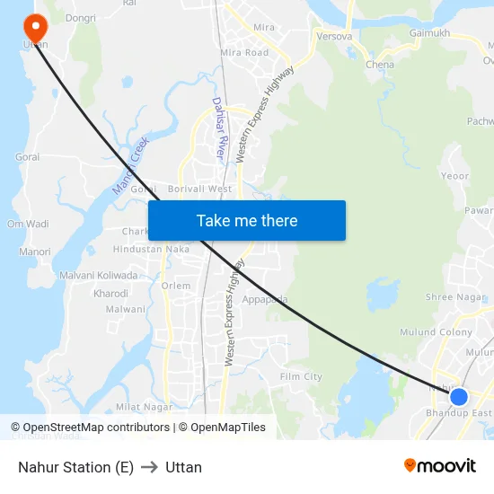 Nahur Station (E) to Uttan map
