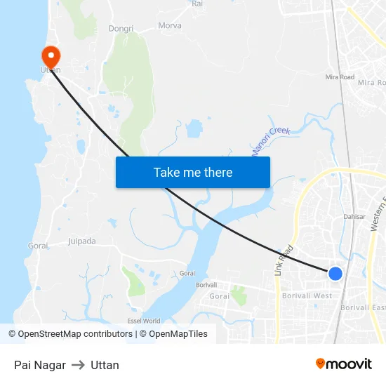Pai Nagar to Uttan map