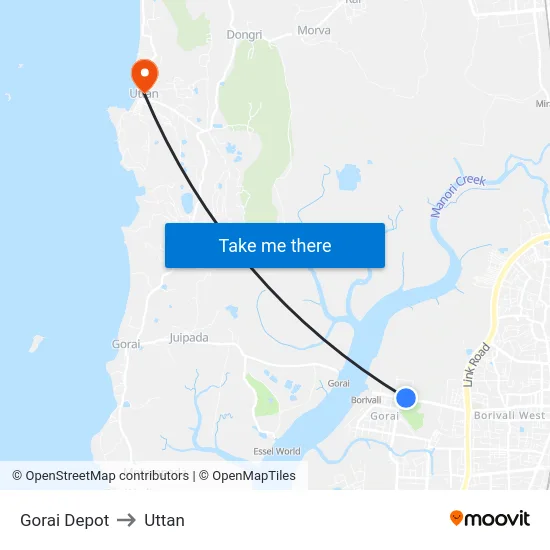 Gorai Depot to Uttan map