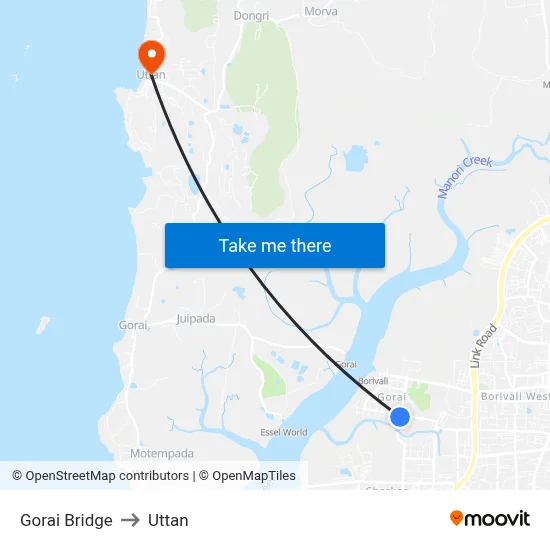 Gorai Bridge to Uttan map