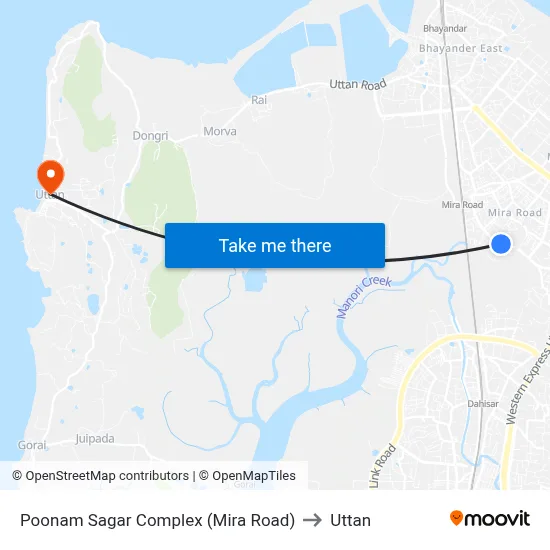 Poonam Sagar Complex (Mira Road) to Uttan map