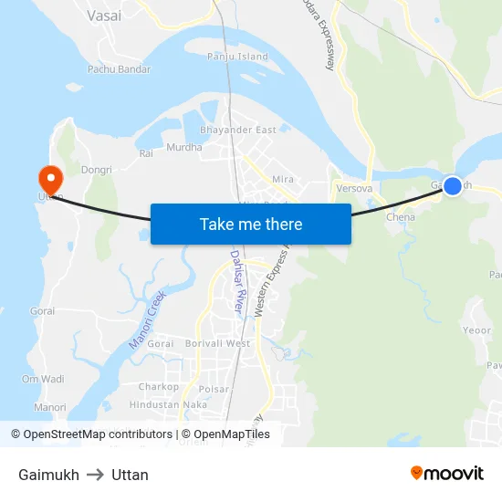 Gaimukh to Uttan map