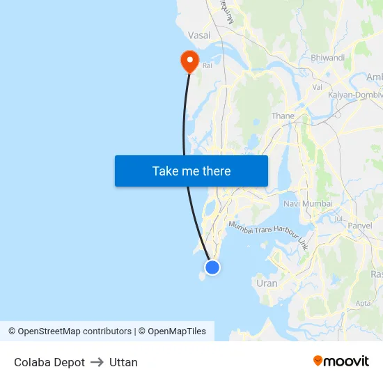 Colaba Depot to Uttan map