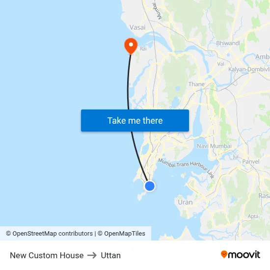 New Custom House to Uttan map