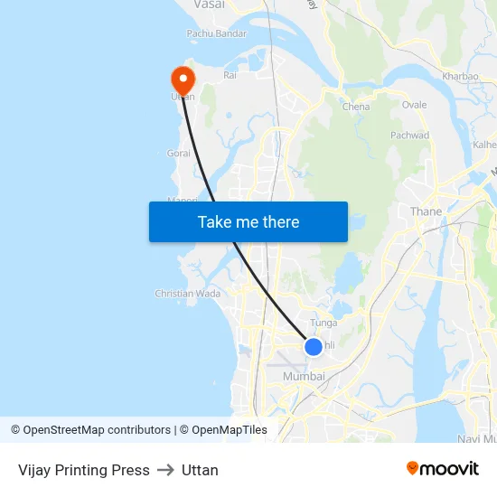 Vijay Printing Press to Uttan map