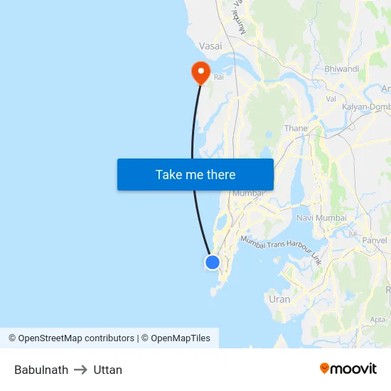 Babulnath to Uttan map