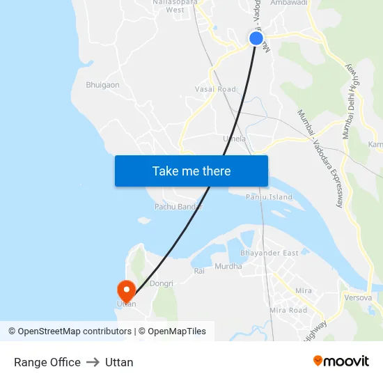 Range Office to Uttan map