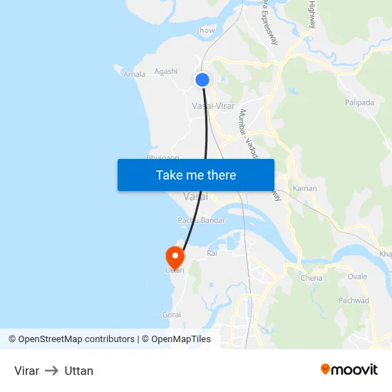 Virar to Uttan map