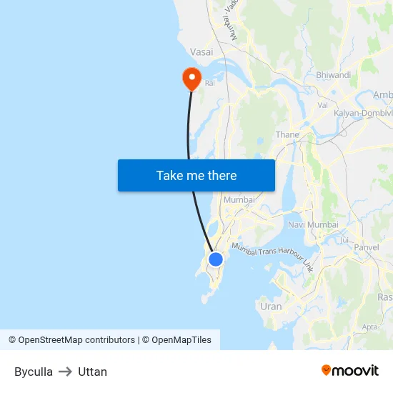 Byculla to Uttan map