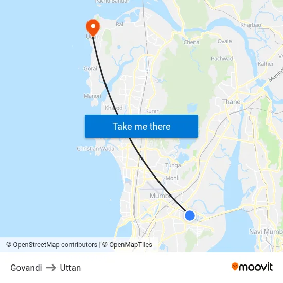 Govandi to Uttan map
