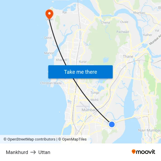 Mankhurd to Uttan map