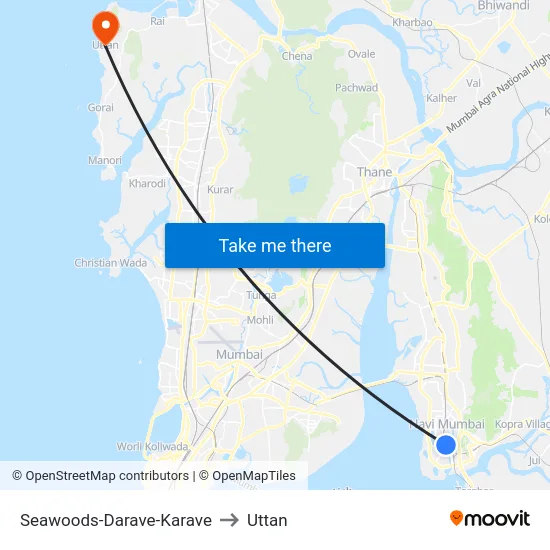Seawoods-Darave-Karave to Uttan map