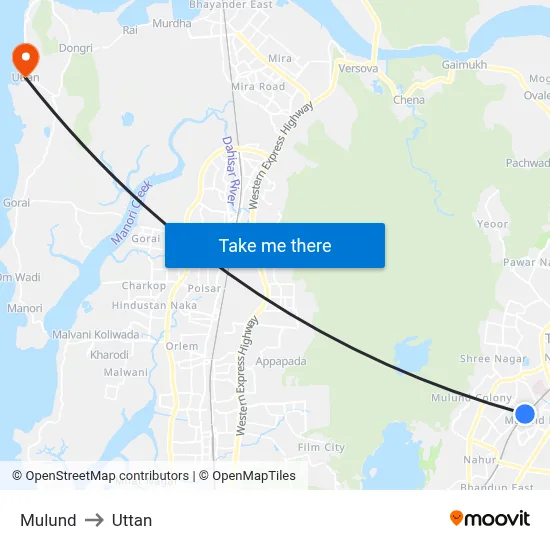 Mulund to Uttan map