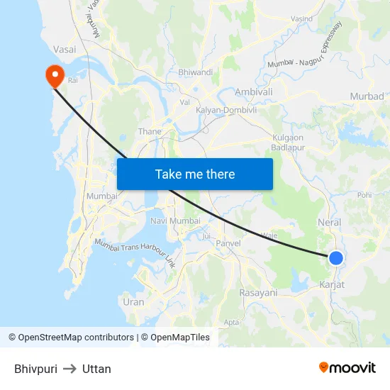 Bhivpuri to Uttan map