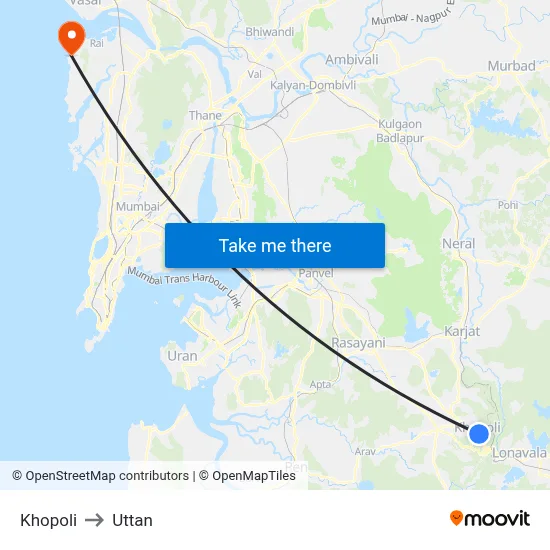 Khopoli to Uttan map