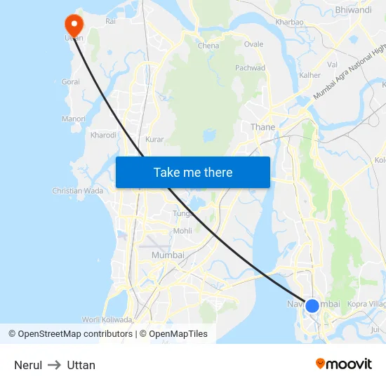 Nerul to Uttan map