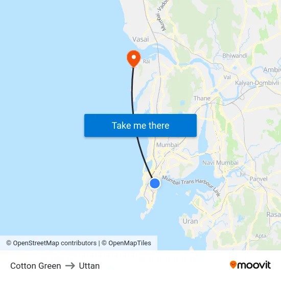 Cotton Green to Uttan map