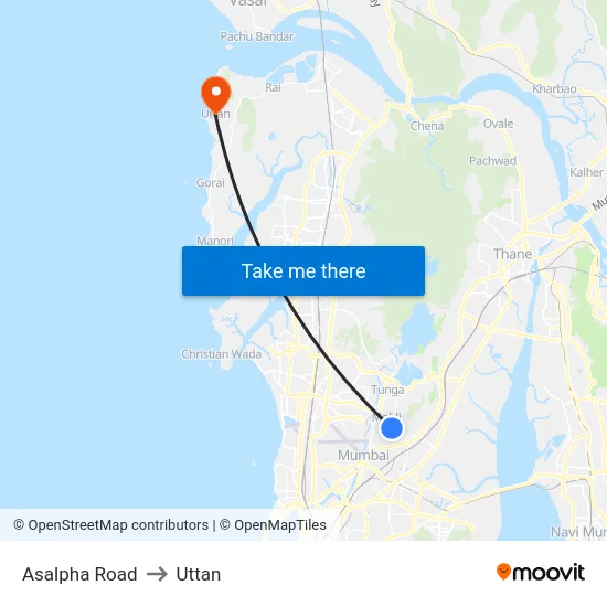 Asalpha Road to Uttan map