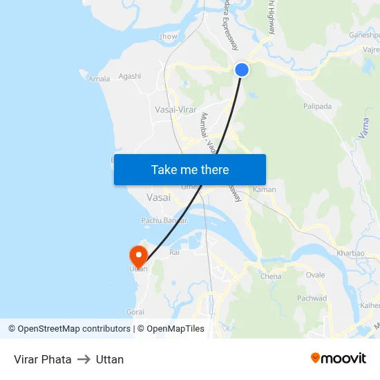 Virar Phata to Uttan map