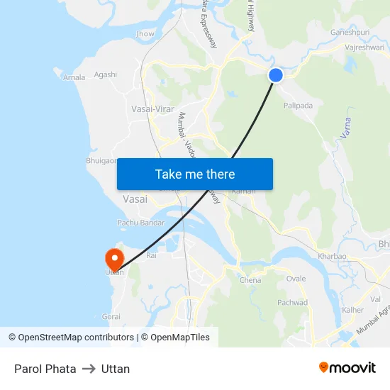 Parol Phata to Uttan map