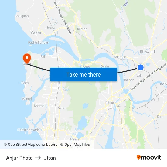 Anjur Phata to Uttan map