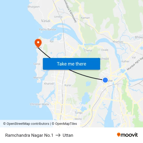 Ramchandra Nagar No.1 to Uttan map
