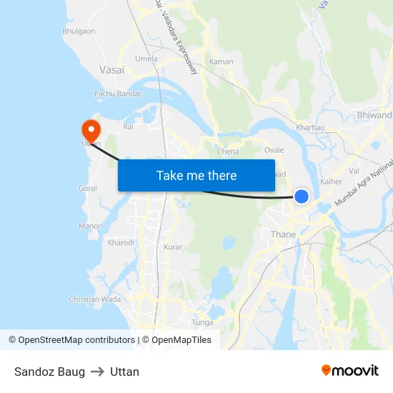 Sandoz Baug to Uttan map