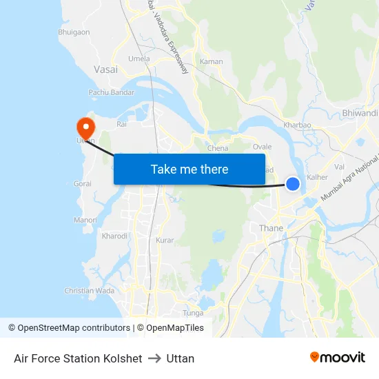 Air Force Station Kolshet to Uttan map
