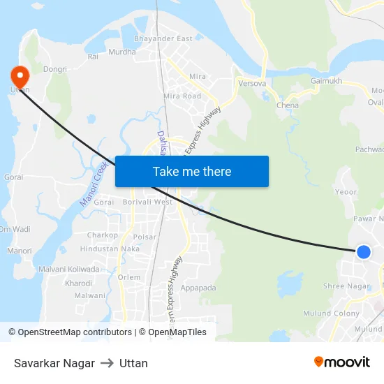 Savarkar Nagar to Uttan map