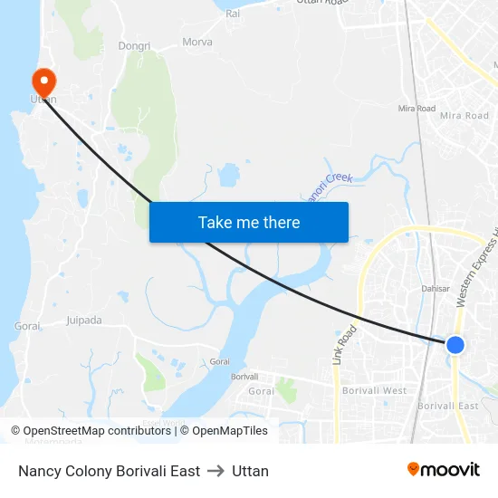 Nancy Colony Borivali East to Uttan map