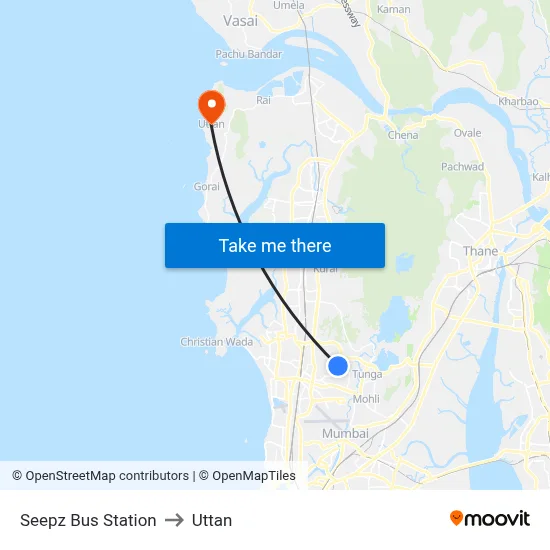 Seepz Bus Station to Uttan map