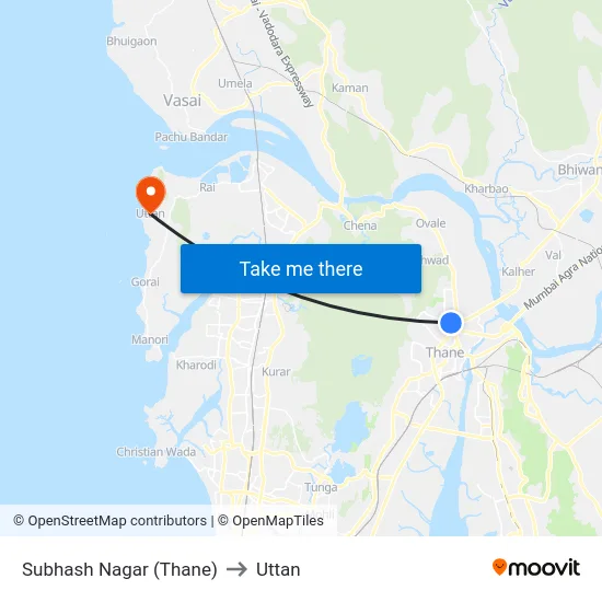 Subhash Nagar (Thane) to Uttan map