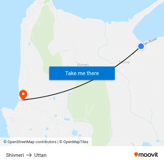 Shivneri to Uttan map